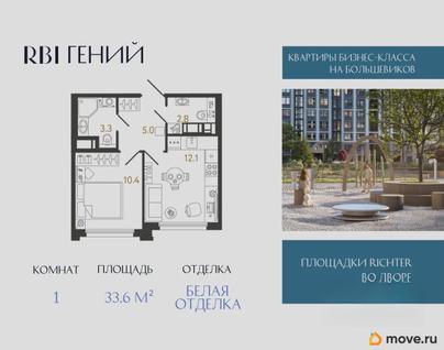 1-комн. квартира, 33.6 м&sup2;
