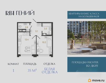 1-комн. квартира, 35 м&sup2;