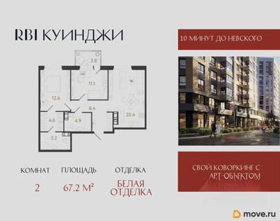 2-комн. квартира, 67.2 м&sup2;