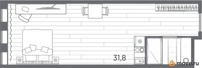 1-комн. апартаменты, 35.6 м&sup2;