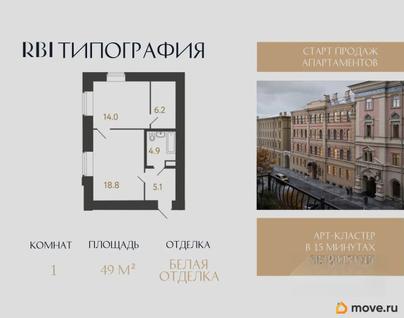1-комн. апартаменты, 49 м&sup2;