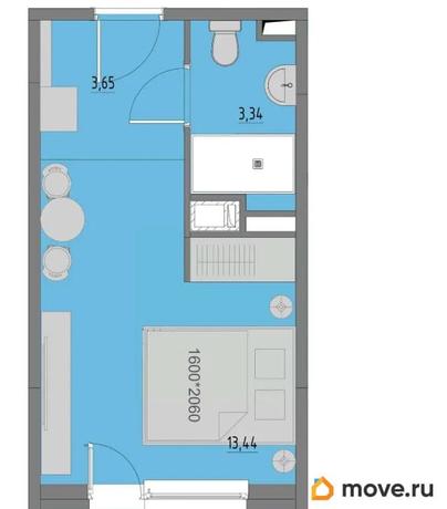 1-комн. апартаменты, 24.93 м&sup2;