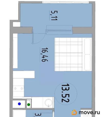 1-комн. апартаменты, 28.76 м&sup2;