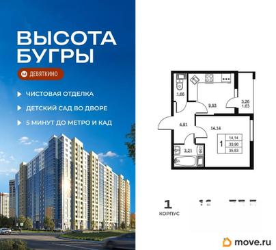 1-комн. квартира, 35.53 м&sup2;