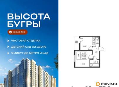 1-комн. квартира, 35.58 м&sup2;