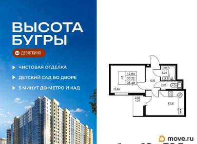 1-комн. квартира, 36.49 м&sup2;