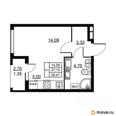 студия, 28.47 м&sup2;