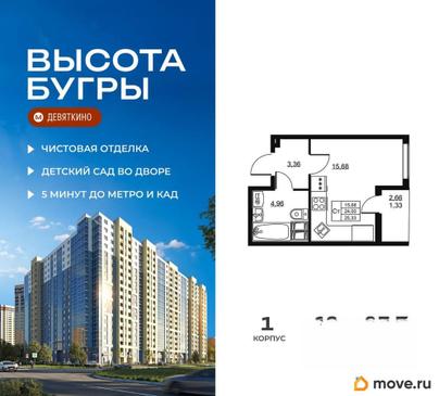 студия, 25.33 м&sup2;