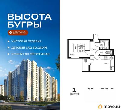 1-комн. квартира, 36.49 м&sup2;