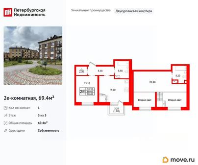 1-комн. квартира, 69.4 м&sup2;
