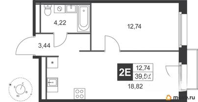 2-комн. квартира, 39.57 м&sup2;