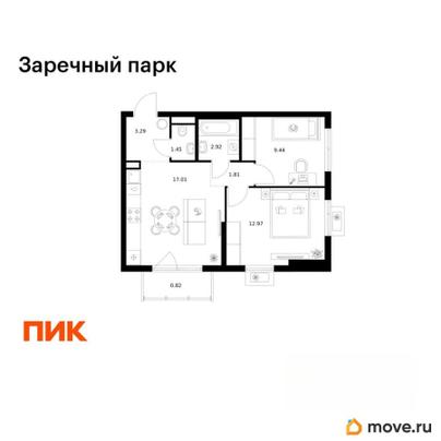 2-комн. квартира, 49.71 м&sup2;