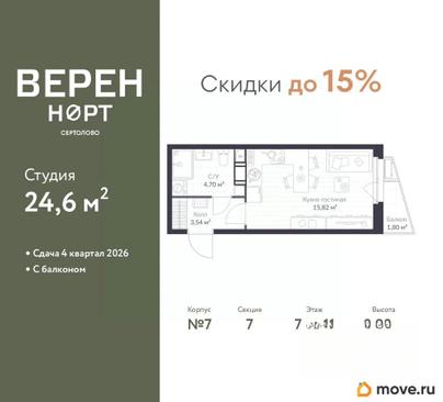 студия, 24.6 м&sup2;