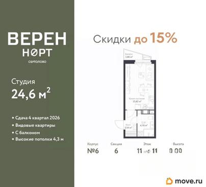 студия, 24.6 м&sup2;