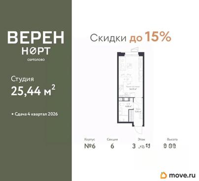 студия, 25.44 м&sup2;