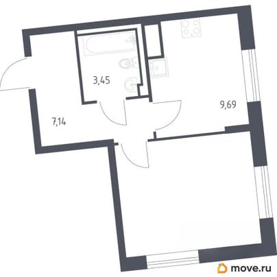 1-комн. квартира, 34.56 м&sup2;