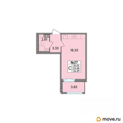 студия, 26.38 м&sup2;