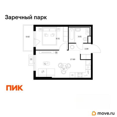 1-комн. квартира, 34.92 м&sup2;
