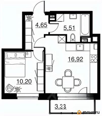 1-комн. квартира, 40.67 м&sup2;