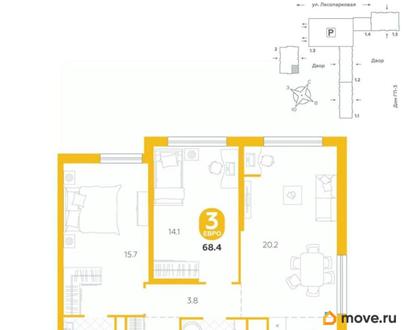 2-комн. квартира, 68.4 м&sup2;