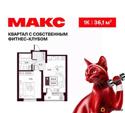 1-комн. квартира, 36.06 м&sup2;