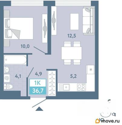 1-комн. квартира, 36.8 м&sup2;