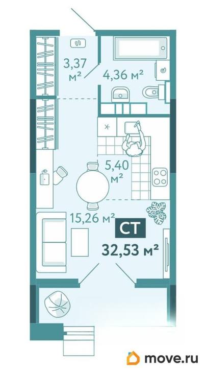 студия, 32.53 м&sup2;