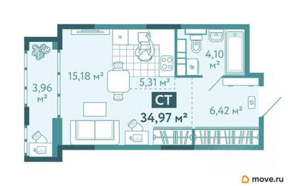 студия, 34.97 м&sup2;