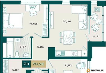 2-комн. квартира, 67.75 м&sup2;