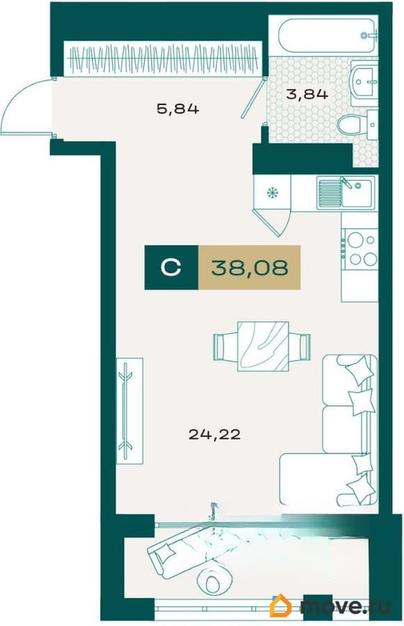студия, 35.64 м&sup2;