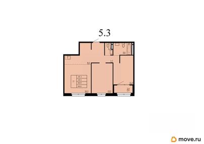 2-комн. квартира, 63.1 м&sup2;