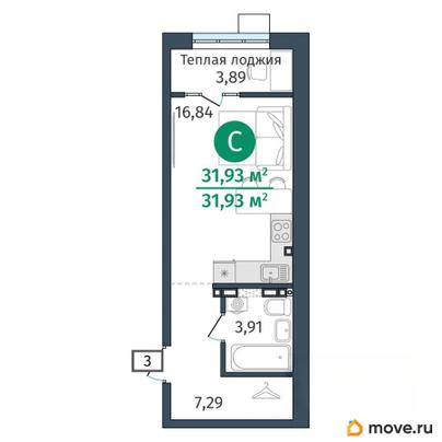 студия, 31.9 м&sup2;