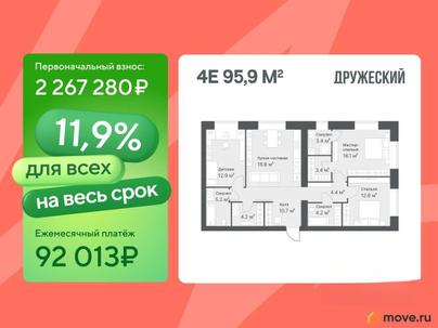 3-комн. квартира, 95.9 м&sup2;