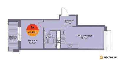 1-комн. квартира, 46.8 м&sup2;
