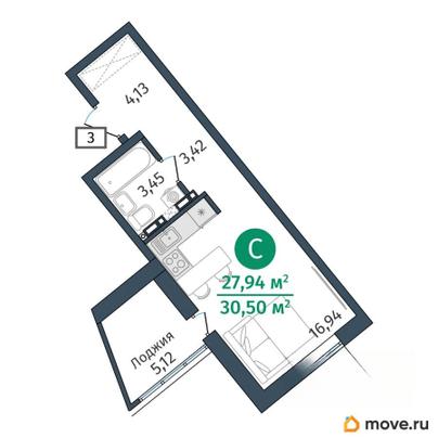 студия, 28 м&sup2;