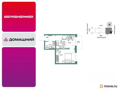 2-комн. квартира, 33.04 м&sup2;