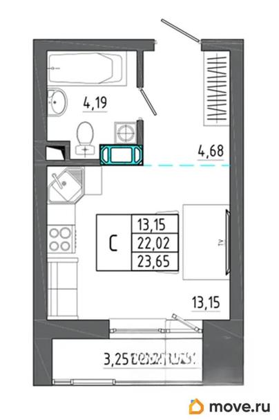 студия, 23.65 м&sup2;