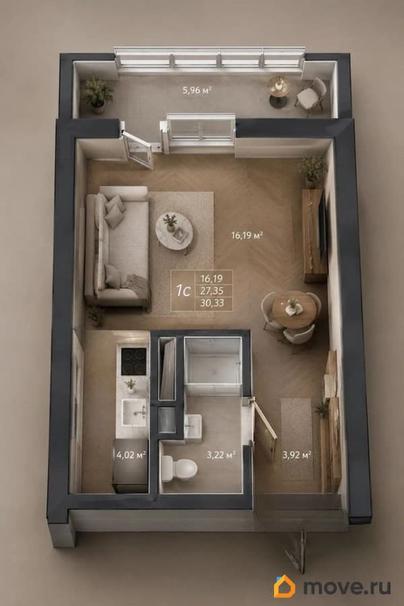 студия, 32.05 м&sup2;
