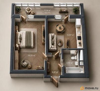 1-комн. квартира, 44.08 м&sup2;