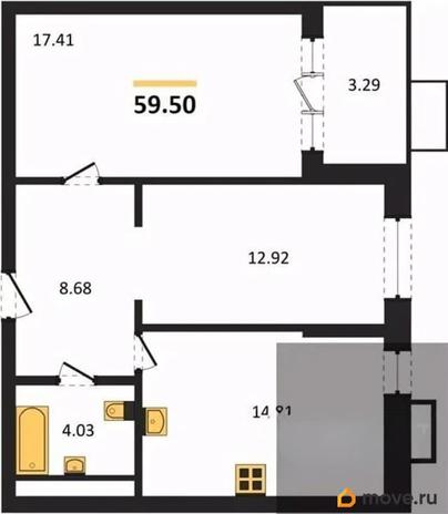2-комн. квартира, 57.85 м&sup2;