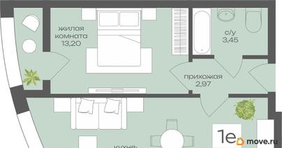 1-комн. квартира, 40.51 м&sup2;