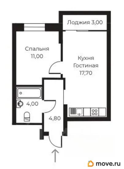 1-комн. квартира, 38.9 м&sup2;