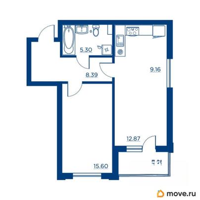 1-комн. квартира, 53.23 м&sup2;