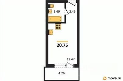 студия, 20.75 м&sup2;