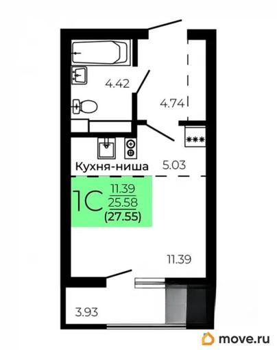 студия, 27.5 м&sup2;