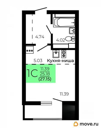 студия, 27.1 м&sup2;