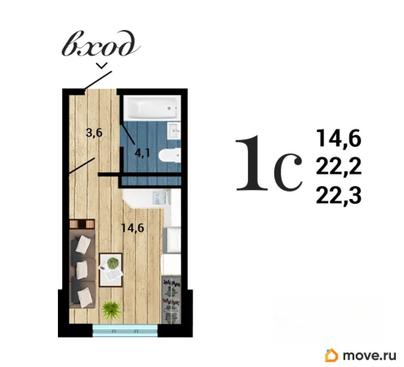 студия, 21.23 м&sup2;