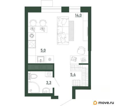 студия, 27.7 м&sup2;