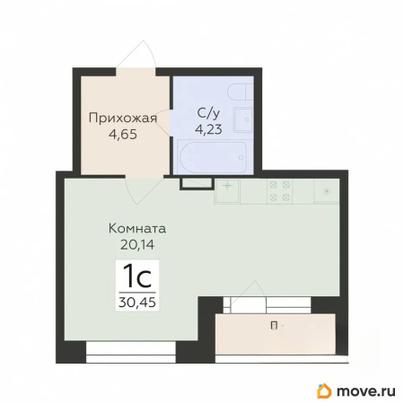 студия, 30.45 м&sup2;