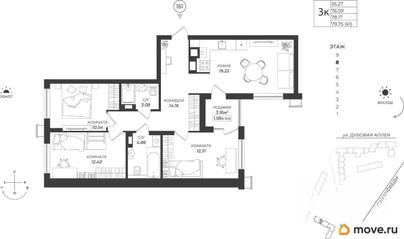 3-комн. квартира, 78.17 м&sup2;
